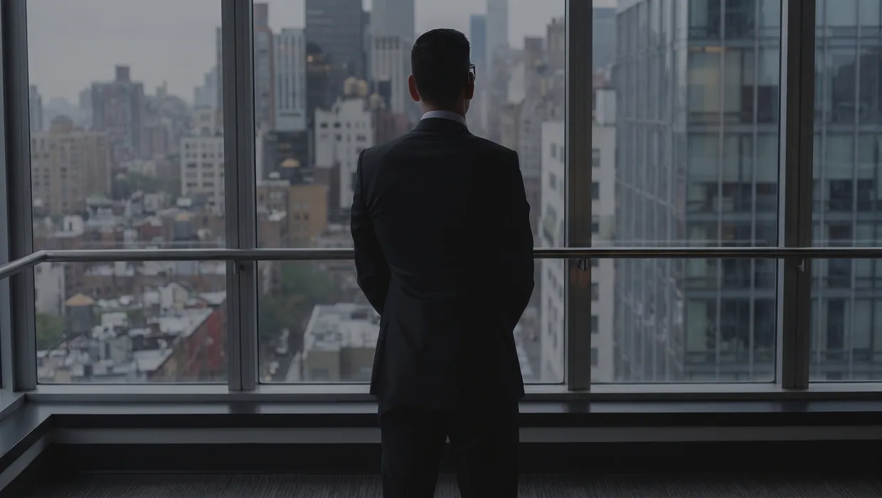 Man in a suit on a city street at night, representing renewed performance and confidence