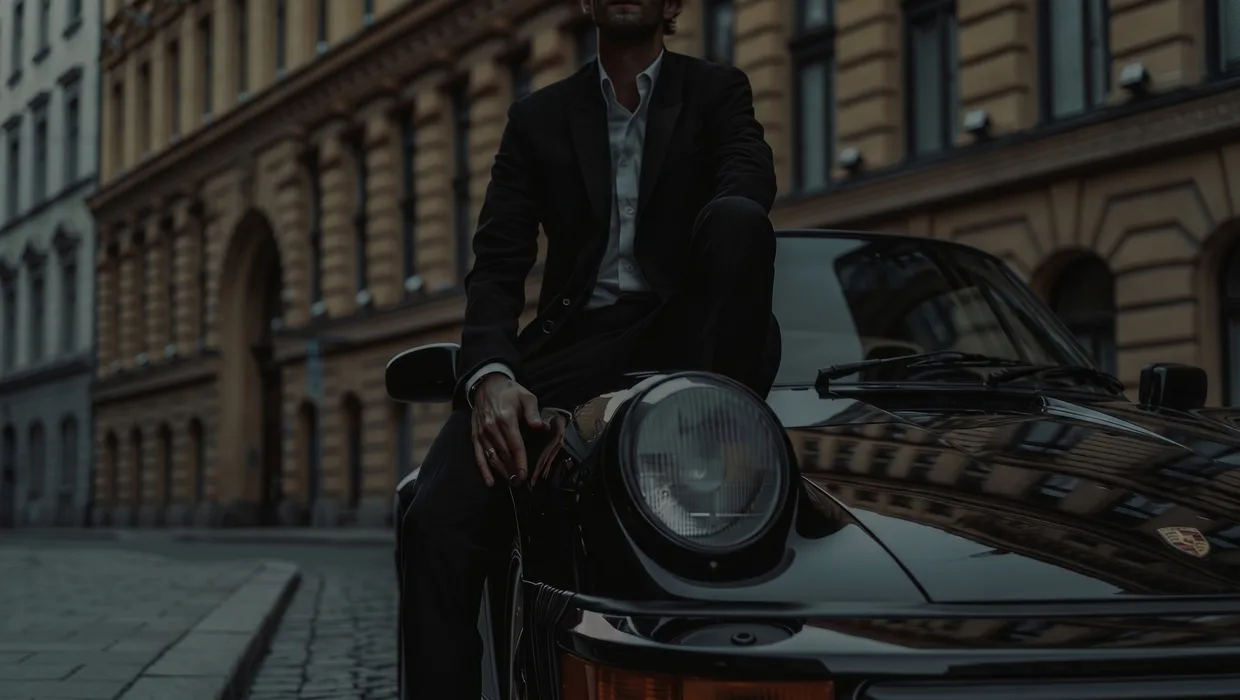 Confident man in a tailored suit beside a luxury car, representing the XPand patient